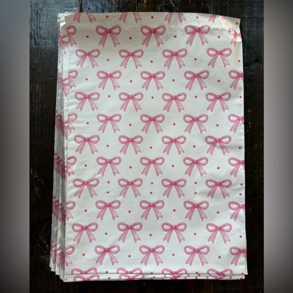 (25ct) Polymailer 6x9 pink bow - Picture 1 of 2